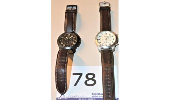 2 div horloges FOSSIL type FS5088 en FS5146, werking niet gekend, met gebruikssporen
